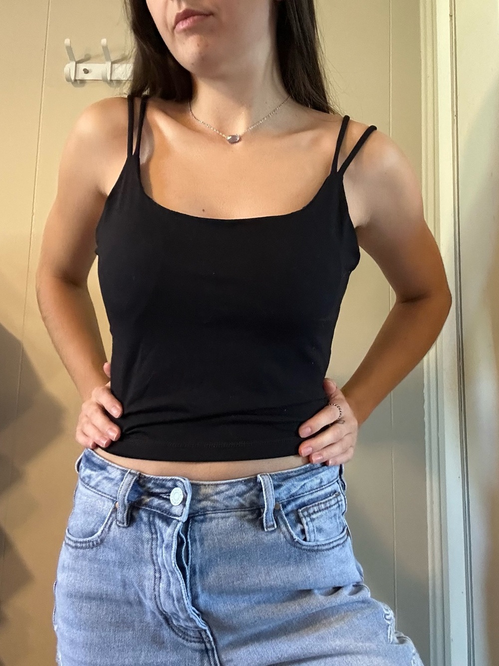 Medium Sleek Black Double-Strap Cami